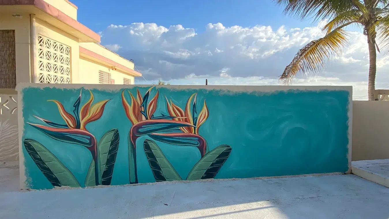 Hand-painted mural by Courtney Edwards