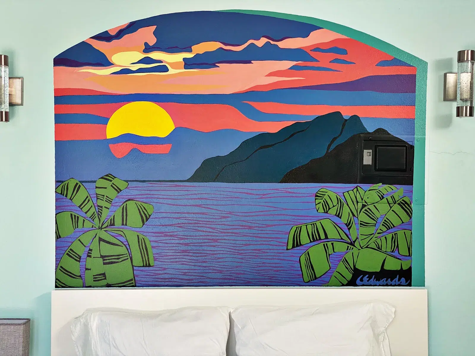 Hand-painted mural by Courtney Edwards